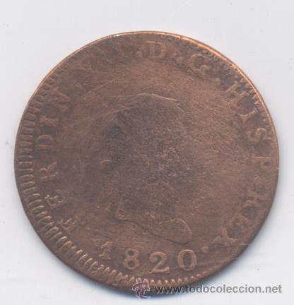 Monedas de Espa&ntilde;a: FERNANDO VII- 8 MARAVEDIS-1820-JUBIA - Foto 1