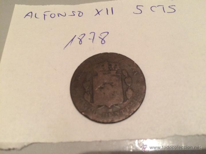 Monedas de Espa&ntilde;a: MONEDA DE ALFONSO XII, 5 CENTIMOS,A&Ntilde;O 1878 - Foto 1