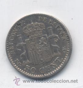 Monedas de Espa&ntilde;a: ALFONSO XIII- 50 CENTIMOS-1904*1-0-PCV-EBC+ - Foto 2