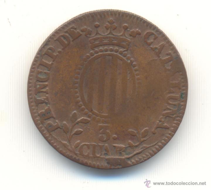 Monedas de Espa&ntilde;a: TRES CUARTOS 1837 CATALU&Ntilde;A ISABEL II - Foto 1