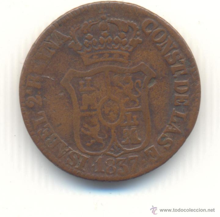 Monedas de Espa&ntilde;a: TRES CUARTOS 1837 CATALU&Ntilde;A ISABEL II - Foto 2
