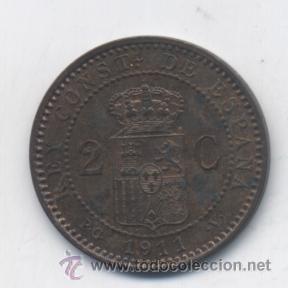 Monedas de Espa&ntilde;a: ALFONSO XIII- 2 CENTIMOS-1911*11-PCV-SC - Foto 2