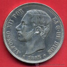 Monedas de España: MONEDA 5 PESETAS 1885 ALFONSO XII ESTRELLAS VISIBLES 18 87 , DURO DE PLATA , MBC+ ,ORIGINAL , D1629