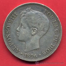 Monedas de España: MONEDA 5 PESETAS 1896 ALFONSO XIII ESTRELLAS VISIBLES 18 96 , DURO DE PLATA , MBC+ ,ORIGINAL , D1638. Lote 53618474