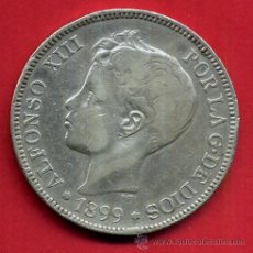 Monedas de España: MONEDA 5 PESETAS 1899 ALFONSO XIII ESTRELLAS VISIBLES 8 99 , DURO DE PLATA , MBC- ,ORIGINAL , D1645. Lote 53618730