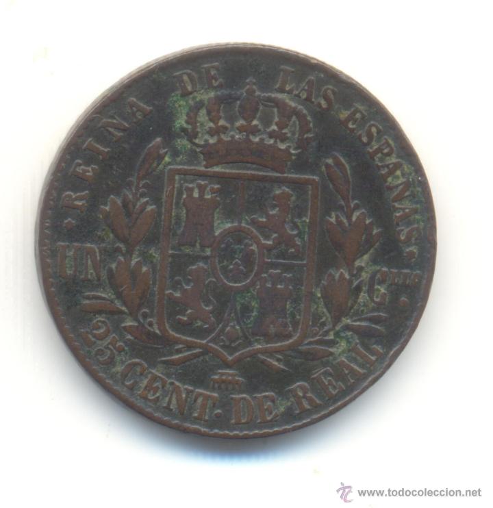 Monedas de Espa&ntilde;a: ISABEL II 25 CENTIMOS DE REAL 1862 SEGOVIA - Foto 2