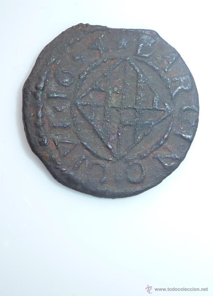 Monedas de Espa&ntilde;a: FELIPE IV. UN ARDITE. CECA: BARCELONA. A&Ntilde;O 1654. - Foto 3