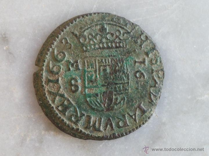 Monedas de Espa&ntilde;a: Moneda de 16 Maraved&iacute;s de 1663 Felipe IV Madrid - Foto 2