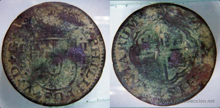 Monedas de Espa&ntilde;a: Moneda de Felipe V falsa de &eacute;poca - Foto 1