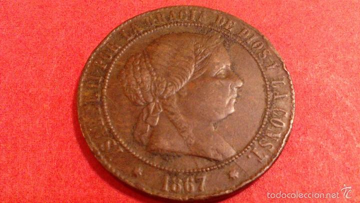 Monedas de Espa&ntilde;a: ISABEL II, 5 centimos de escudo, 1867, SEVILLA - Foto 1