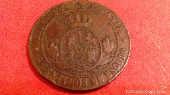 Monedas de Espa&ntilde;a: ISABEL II, 5 centimos de escudo, 1867, SEVILLA - Foto 2