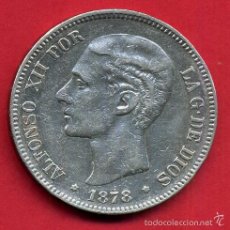 Monedas de España: MONEDA 5 PESETAS ALFONSO XII , 1878 DEM , ESTRELLAS 18-78 , DURO DE PLATA , MBC+ , D1683. Lote 55975047