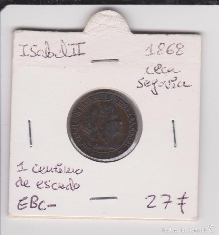Monedas de Espa&ntilde;a: 1 centimo de escudo 1868 ceca Segovia EBC- - Foto 1