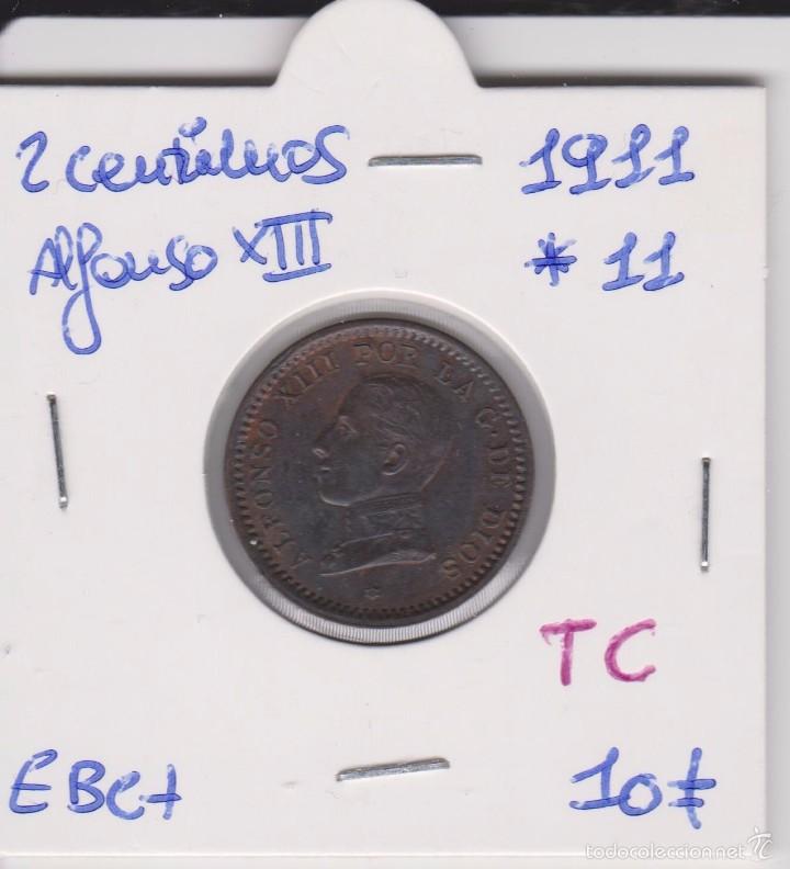 Monedas de Espa&ntilde;a: 2 centimos 1911*11 alfonso XIII EBC+ - Foto 1