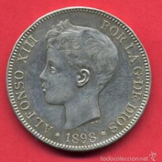 Monedas de España: MONEDA 5 PESETAS ALFONSO XIII , 1898 , ESTRELLAS 18-98 , DURO DE PLATA , MBC++ , D1823. Lote 56598765