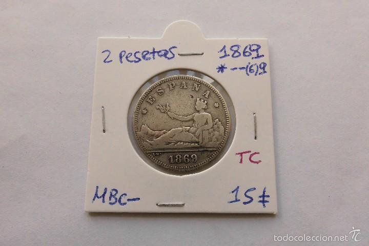 Monedas de Espa&ntilde;a: 2 pesetas 1869*XX(6)9 MBC- Gobierno provisional