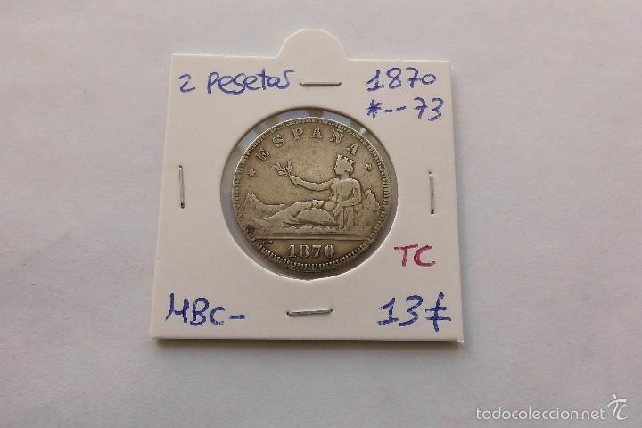 Monedas de Espa&ntilde;a: 2 pesetas 1870*xx73 MBC- Gobierno provisional