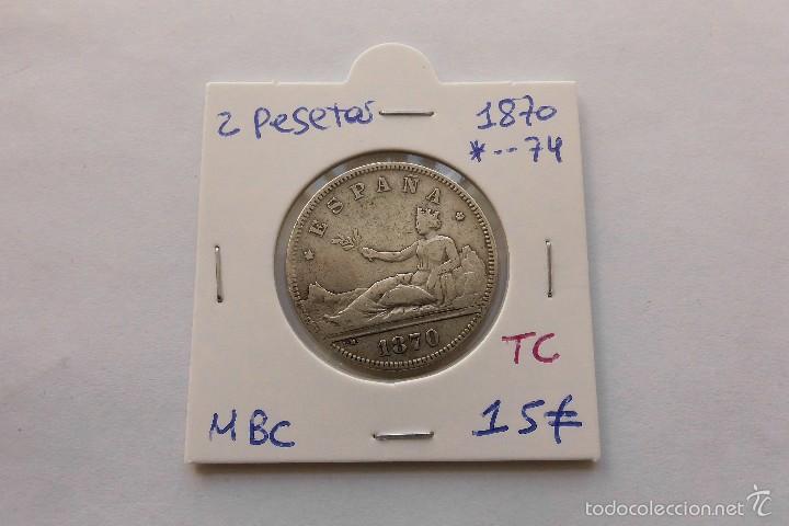 Monedas de Espa&ntilde;a: 2 pesetas 1870*xx74 MBC Gobierno provisional