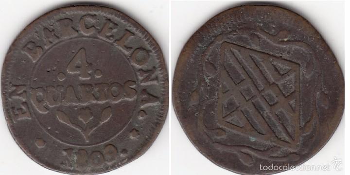 Monedas de Espa&ntilde;a: JOSE NAPOLEON: 4 CUARTOS 1809 BARCELONA - Foto 1