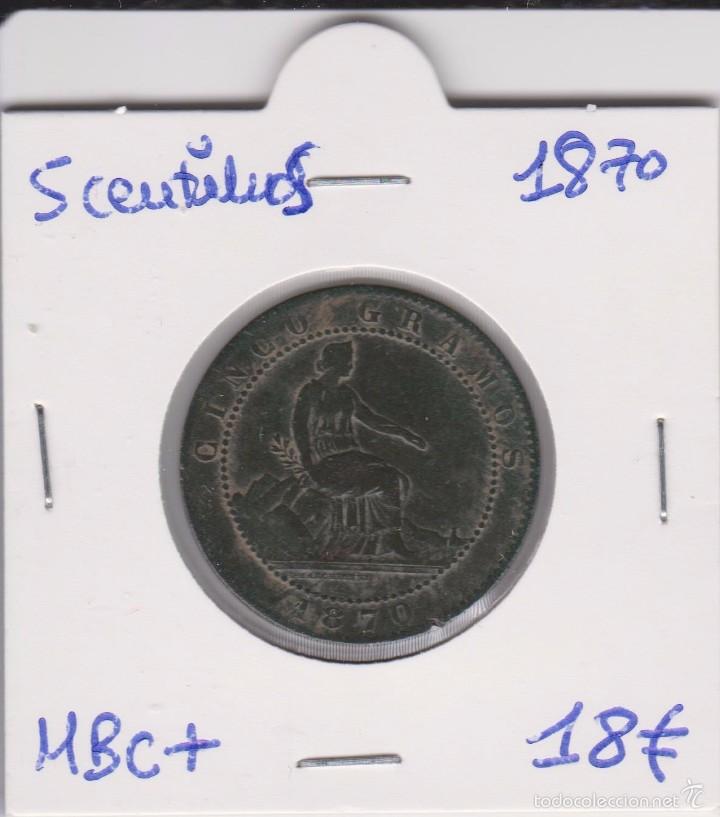 Monedas de Espa&ntilde;a: 5 centimos 1870 Gobierno provisional MBC+ - Foto 1