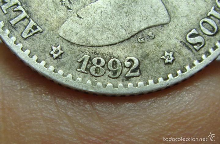 Monedas de Espa&ntilde;a: 50 C&eacute;ntimos. Plata. Alfonso XIII. 1892 - PGM *9 *2 - Foto 2