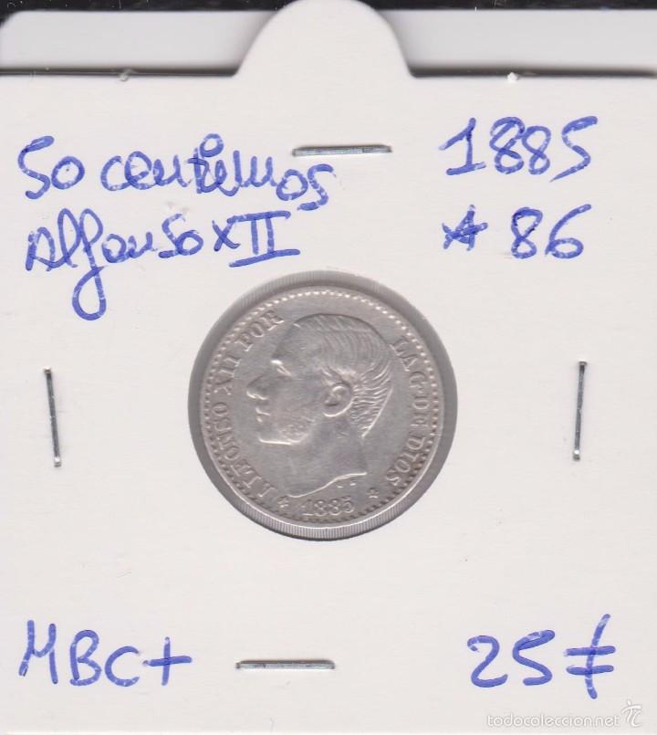 Monedas de Espa&ntilde;a: 50 centimos 1885*86 Alfonso XII MBC+ - Foto 1