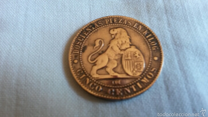 Monedas de Espa&ntilde;a: 5 CENTIMOS 1870 GOBIERNO PROVISIONAL 4,87gr - Foto 1