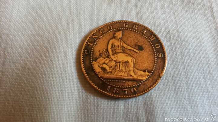 Monedas de Espa&ntilde;a: 5 CENTIMOS 1870 GOBIERNO PROVISIONAL 4,87gr - Foto 2