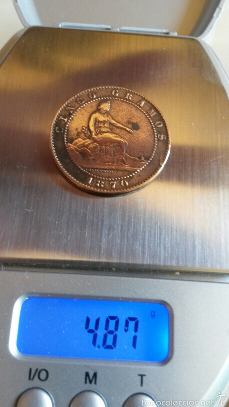 Monedas de Espa&ntilde;a: 5 CENTIMOS 1870 GOBIERNO PROVISIONAL 4,87gr - Foto 3