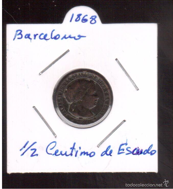 Monedas de Espa&ntilde;a: 1/2 CENTIMO DE ESCUDO  ISABEL II - Foto 1