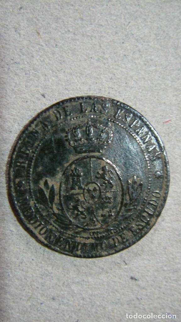 Monedas de Espa&ntilde;a: isabel II , medio centimo de escudo 1868 - ceca barcelona - Foto 2