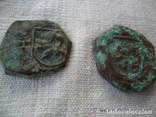 Monedas de Espa&ntilde;a: LOTE DE DOS MONEDAS DE COBRE CON LE&Oacute;N Y CASTILLO - Foto 1