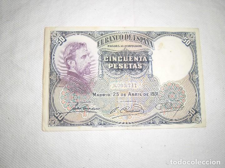 Monedas de Espa&ntilde;a: billete de 50 ptas. 1931 - Foto 1