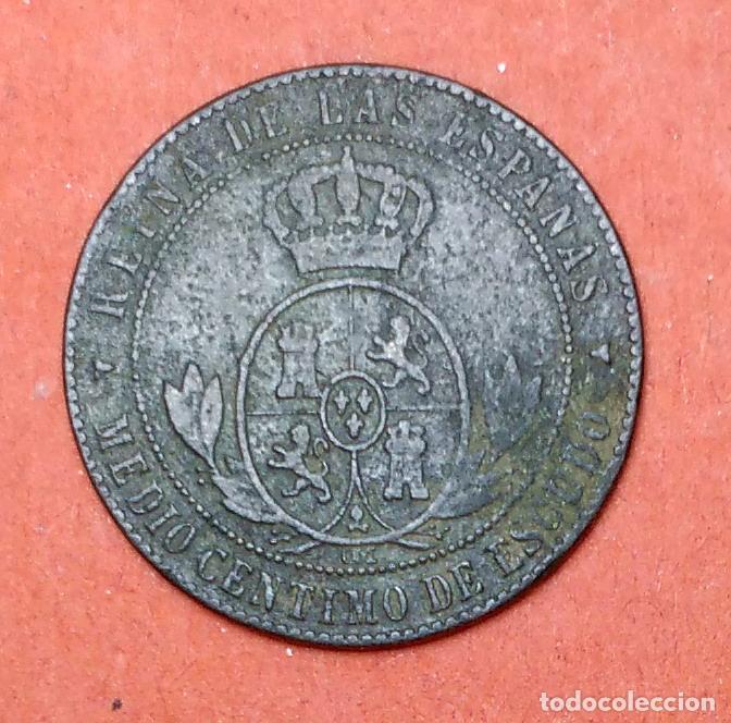 Monedas de Espa&ntilde;a: ISABEL II : 1/2 Centimo de Escudo 1866 Segovia - Foto 2
