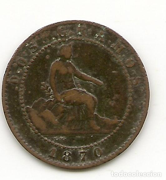 Moedas de Espanha: Gobierno Provisional  2 C&eacute;ntimos  1870   NL477