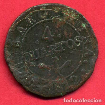 Monedas de Espa&ntilde;a: MONEDA , 4 CUARTOS DE BARCELONA , 1812 , COBRE , MBC- , ORIGINAL , B30 B - Foto 1