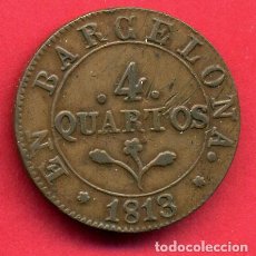 Monedas de España: MONEDA , 4 CUARTOS DE BARCELONA , 1813 , COBRE , EBC , ORIGINAL , B30 B