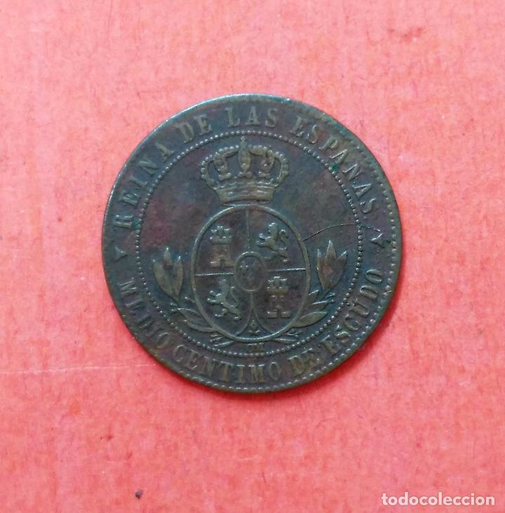 Monedas de Espa&ntilde;a: ISABEL II : 1/2 Centimo de Escudo 1867 Segovia - Foto 2