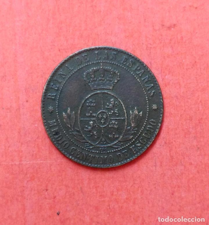 Monedas de Espa&ntilde;a: ISABEL II : 1/2 Centimo de Escudo 1866 Barcelona - Foto 2