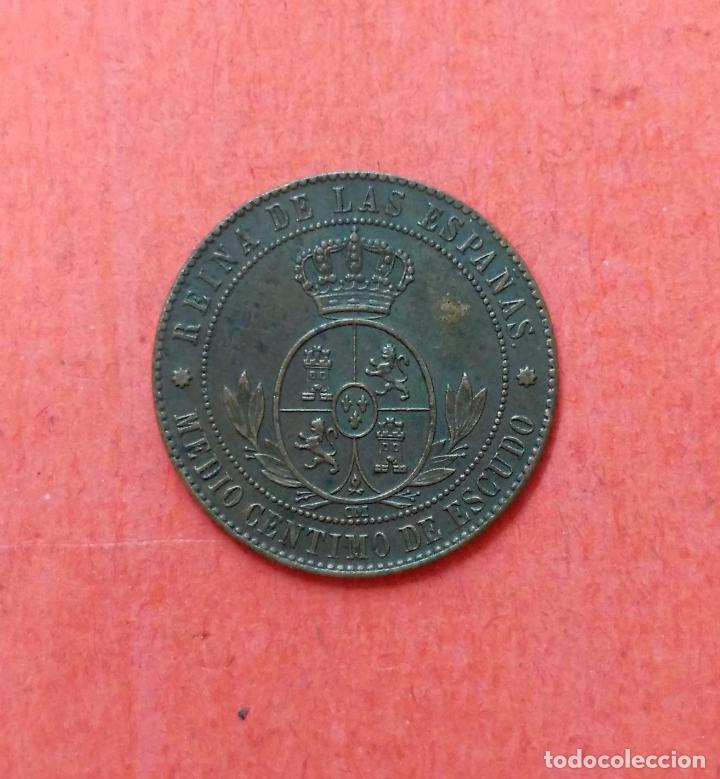 Monedas de Espa&ntilde;a: ISABEL II : 1/2 Centimo de Escudo 1867 Barcelona - Foto 2
