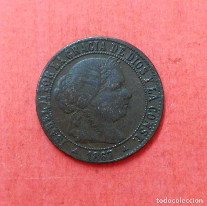Monedas de Espa&ntilde;a: ISABEL II : 1 Centimo de Escudo 1867 Segovia - Foto 1