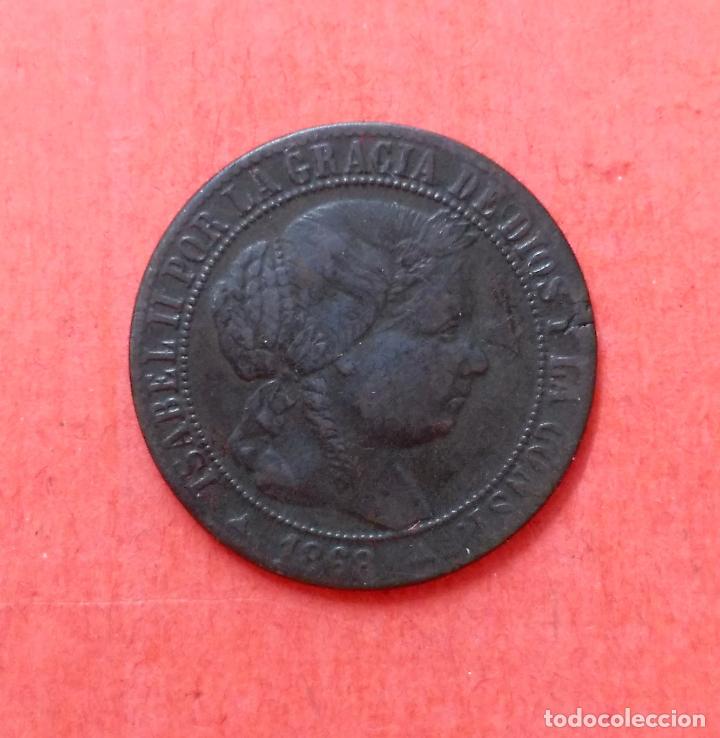 Monedas de Espa&ntilde;a: ISABEL II : 1 Centimo de Escudo 1868 Segovia - Foto 1