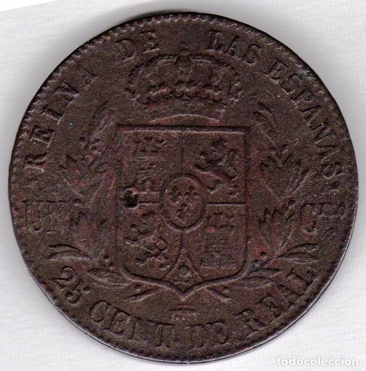 Monedas de Espa&ntilde;a: 1857 - ISABEL II - 25 C&eacute;ntimos de Real de la ceca de Segovia.. - Foto 3