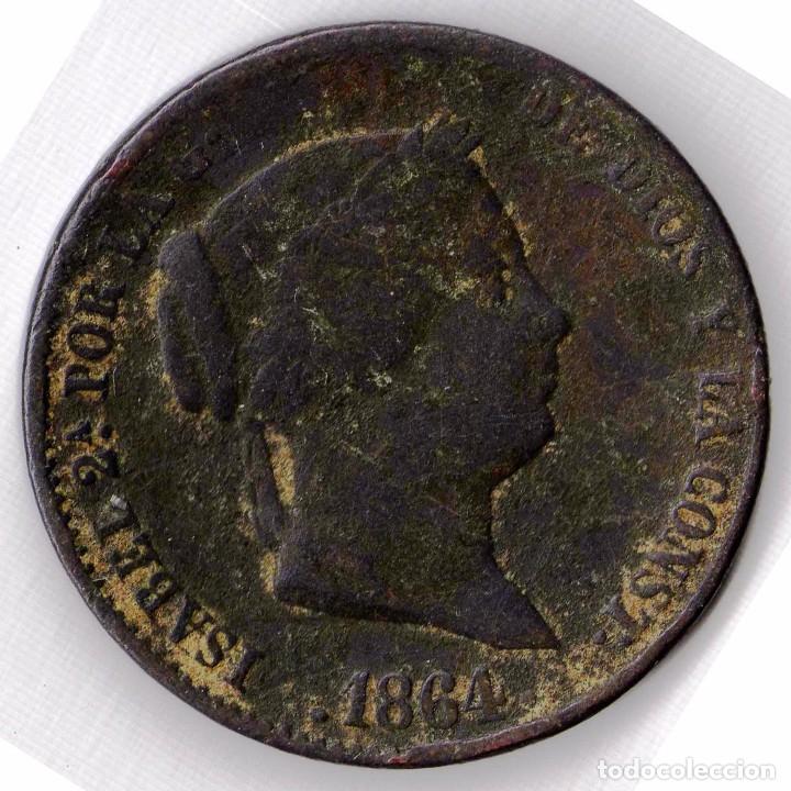 Monedas de Espa&ntilde;a: 1864 - ISABEL II - 25 Centimos de Real ceca de Segovia.. - Foto 1