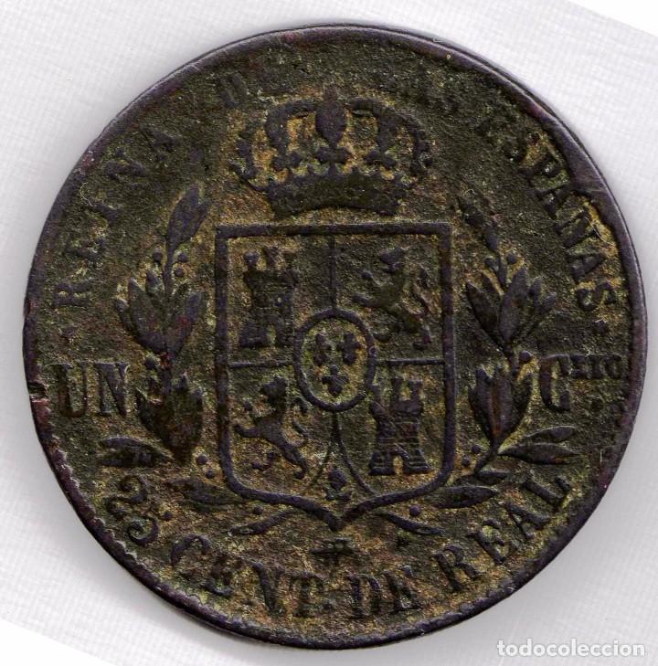 Monedas de Espa&ntilde;a: 1864 - ISABEL II - 25 Centimos de Real ceca de Segovia.. - Foto 3