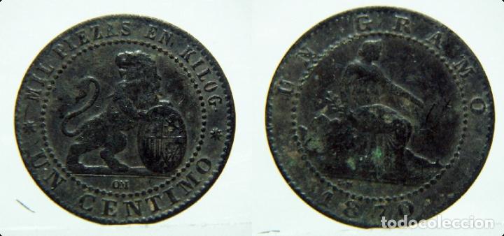 Monedas de Espa&ntilde;a: MONEDA 1 C&Eacute;NTIMO A&Ntilde;O 1870 GOBIERNO PROVISIONAL - Foto 1