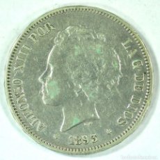 Monete da Spagna: 5 PESETAS 1893 *18 -- ALFONSO XIII PG L DURO PLATA SILVER AG. Lote 69121401