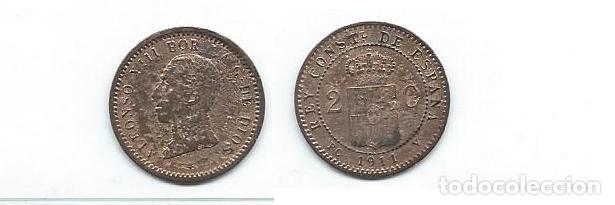 Monedas de Espa&ntilde;a: Moneda de cobre de Alfonso XIII, 2 c&eacute;ntimos, 1911, - Foto 1