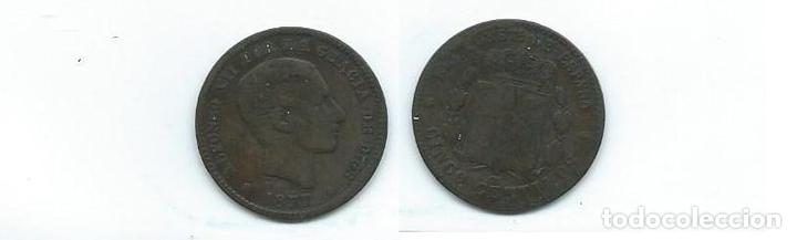 Monedas de Espa&ntilde;a: 5 C&eacute;ntimos, Alfonso XII, 1877 - Foto 1