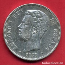 Monedas de España: MONEDA 5 PESETAS 1871 , AMADEO I , ESTRELLAS VISIBLES 18 71 , DURO PLATA , MBC+ , ORIGINAL, D2137